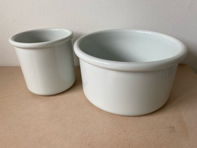 Porcelæn, Skåle, Eslau, Flotte hvide krukker lille D: 15 cm, H: 14 cm, stor D: 25 cm, H: 13 cm sælge