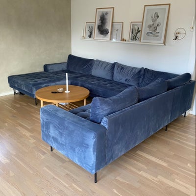 Hjørnesofa, velour, 6 pers. , Møbel kompagniet, Vanvittig smuk venstre vendt Dusty blue velour sofa 