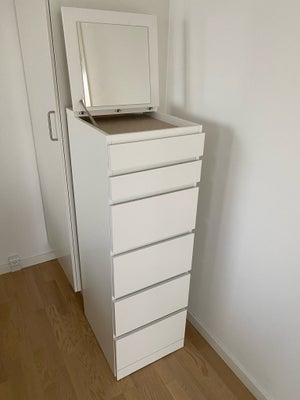 Kommode, MALM 6 skuffer og spejl. Afbrudt. 40x123 cm