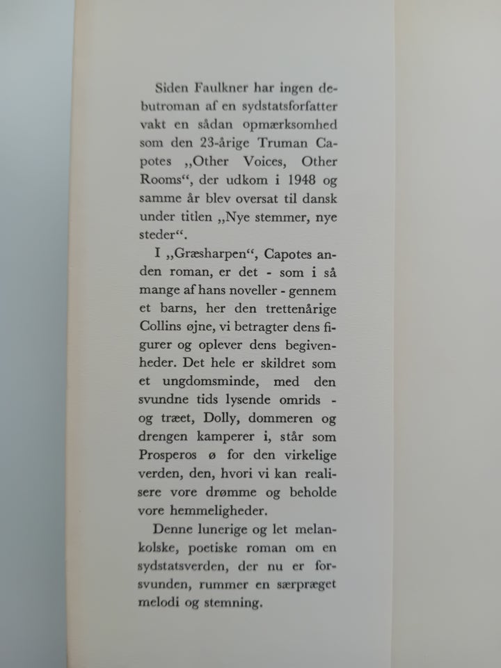 Græsharpen, Truman Capote, genre: roman