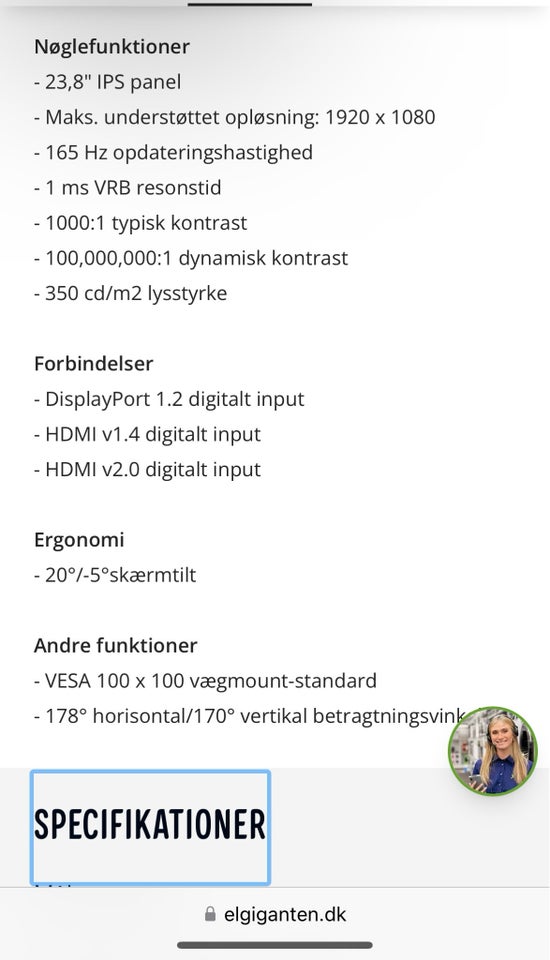 Acer , fladskærm, Nitro VG242YPbmiipx