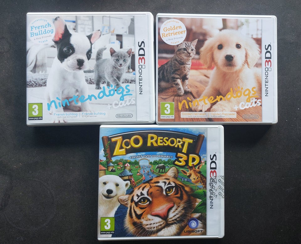 Nintendo 3DS spil - Rayman, Mario Kart, Nintendogs