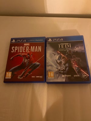 Spider man og jedi fallen order, PS4, 100 for hver spil og 185 til sammen