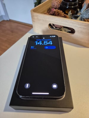 iPhone 13 Pro, 128 GB, sort, Bagskærmen er gået lidt i stykker så har sat et dbrand skin på så det i