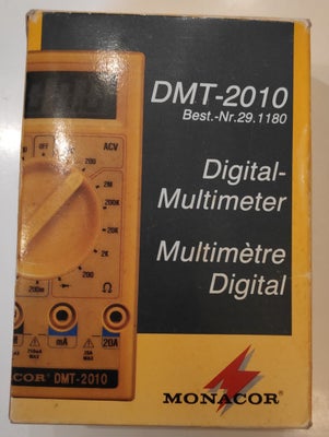 Multitester, Monacor med manualer, en ubrugt Monacor multimeter, uden batteri 9v, kabler er vist ikk