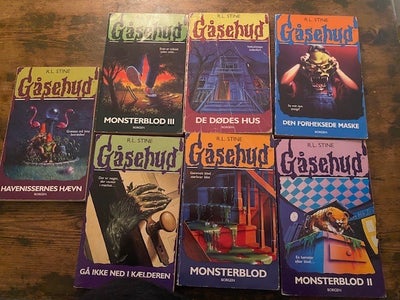 Gåsehud, R:L: Stine, 7 fine ældre godt brugte bøger Gåsehud af R.L. Stine. Sælges samlet for 150 kr.