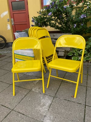 Køkkenstol, Metal, Fine gule klapstole i lakeret metal. Kun brugt ganske lidt. Kan sættes på altanen
