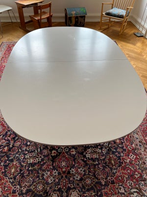 Piet Hein, bord, Elipsebord med udtræk, Hvidt elipsebord bredde 120 længde 180 cm og med plader isat