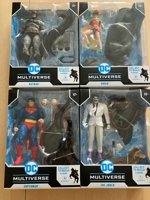 Batman, Mcfarlane Toys, 4 figurer sælges samlet. Dc Multiverse: Batman, Robin, The Joker og Superman
