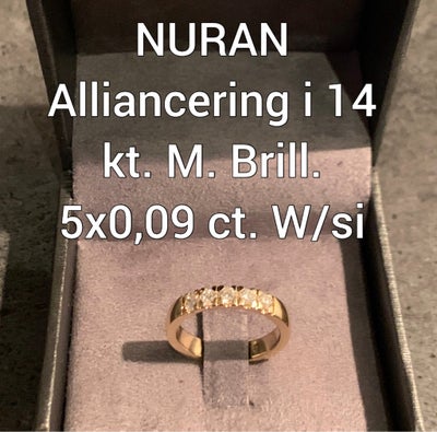 Fingerring, guld, Nuran, Virkelig flot alliance fingerring i 14 karat guld med 0,45 carat diamanter
