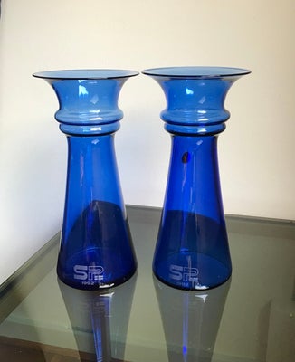 Vase, Glasvase - Harmony, Holmegaard for Royal Copenhagen, Smukke blå krystalvaser designet af Micha