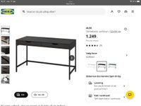 Skrivebord, Ikea. Model ALEX, b: 132 d: 58 h: 76