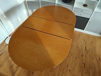 Spisebord, Bøgetræsbordplade og hvide ben, Ukendt, Bredde: 80 cm
Længde: 105 cm (med tillægsplade: 1