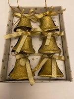 Gammel julepynt, 6 Fine store guld klokker