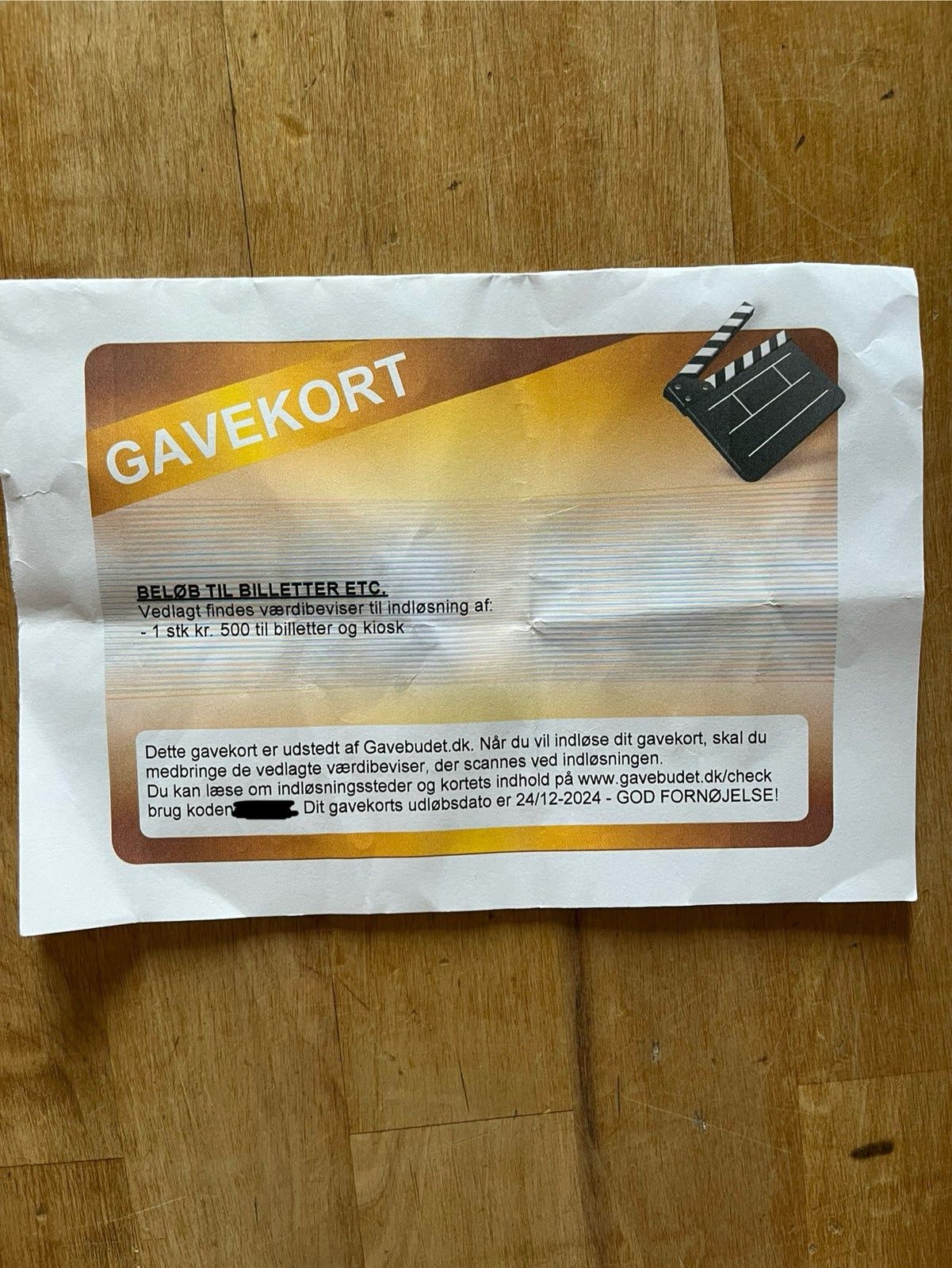 Biograf gavekort fra Gavebudet.dk 

Pålydende 5...