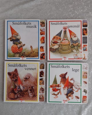 Gnomer, Rien Poortvliets bøger.Historier om det dejlige småfolk. Nye bøger, 15 x 15 cm i pap, fra 19