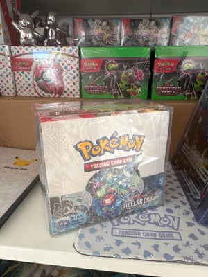 Samlekort, SOLGTPokemon Stellar Crown booster box m. Plastik, Helt nye boxe med ekstra plastik besky