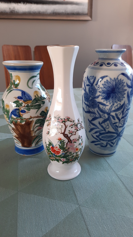 Porcelæn, 3 VASER, JAPANSK OG KINESISK