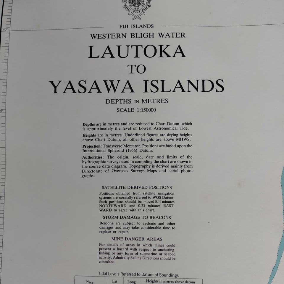 Søkort Fiji islands, Lautoka to yasawa islands