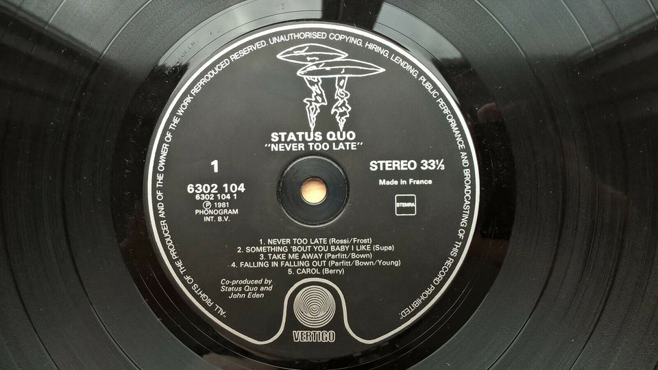LP, Status Quo, Never Too Late