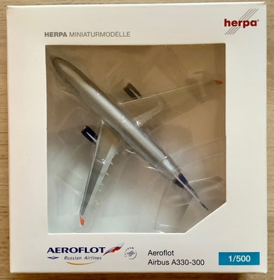 Modelfly, Herpa Wings Aeroflot Russian Airlines Airbus A330-300, skala 1/500, I original æske aldrig