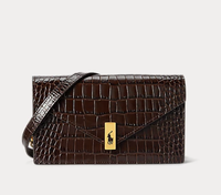Clutch, Polo ID Croc-Embossed Chain Wallet