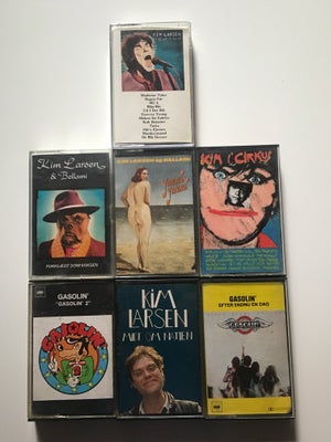 Gasolin og Kim Larsen : Gasolin 2, rock, 7 stk kassette bånd  sælges for 125 kr samlet