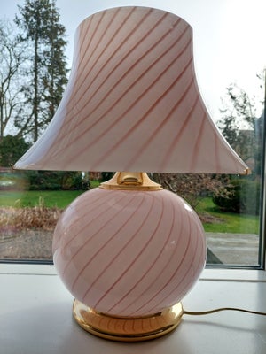 Glas, Murano lampe, Murano, Meget smuk XL murano lampe på messingfod I sart lyserød/rosa nuance  sæl