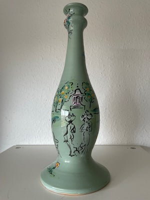 keramik lysestage , peter sekjær , 2012, stor pæn og unik   Lysestage  i flot grøn farve  sælges   l