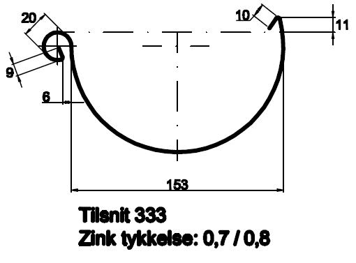 6m tagrende, zink, ubrugt