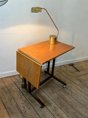 Arbejdsbord, Retro Labofa arbejdsbord / skrivemaskinebord med klap i eg og med brunt metalstel, mål: