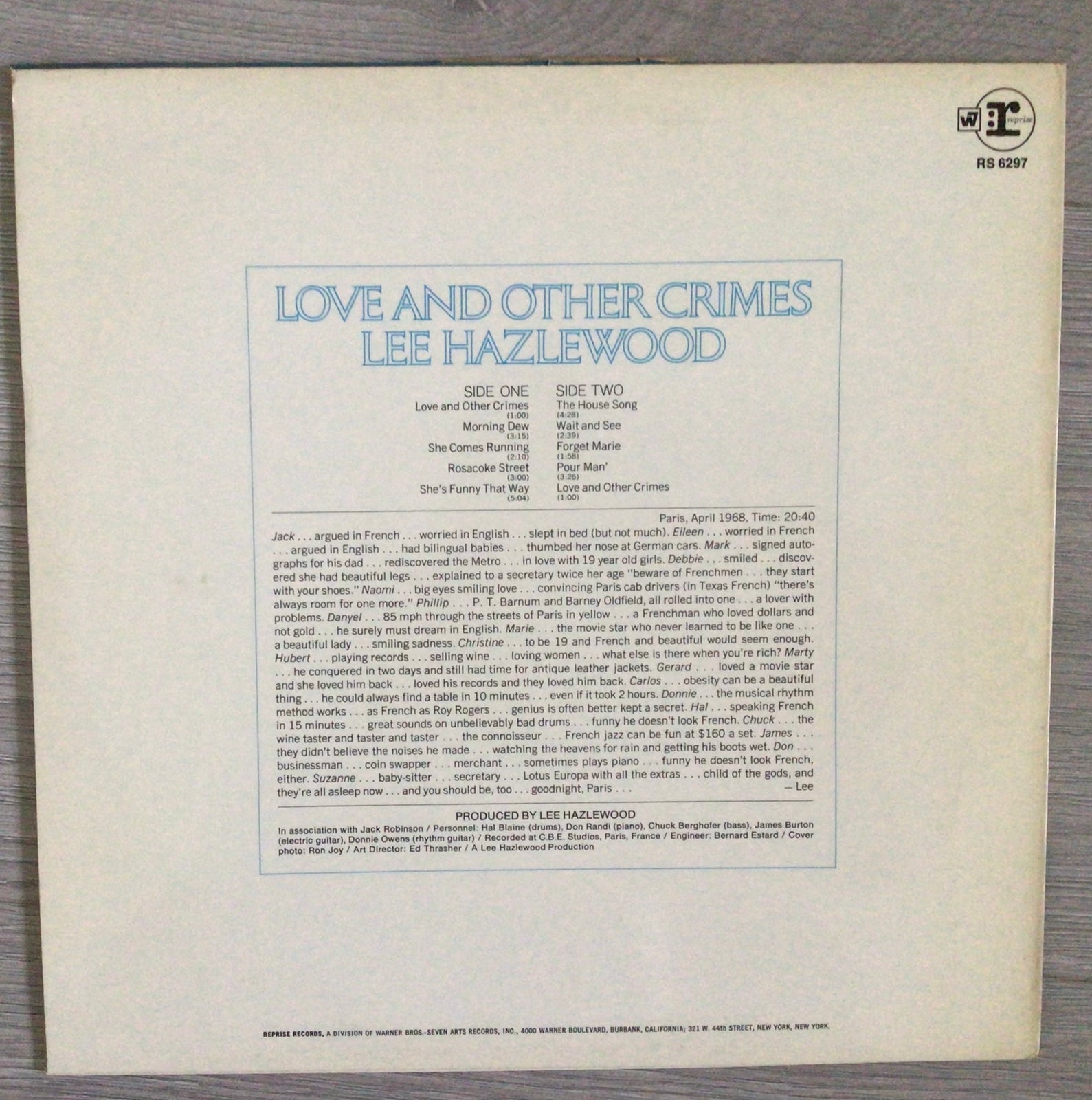 LP, Lee Hazlewood, Love and other crimes