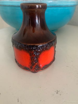 Keramik, Vase, West Germany  550-10, Lille keramik vase nr 550-10 med rød/brun/grå glasur - 10 cm hø