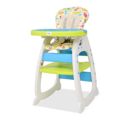 Højstol, Helt ny 3-i-1 konvertibel højstol med bord blå og grøn
Stadig indpakket, står bare og samle