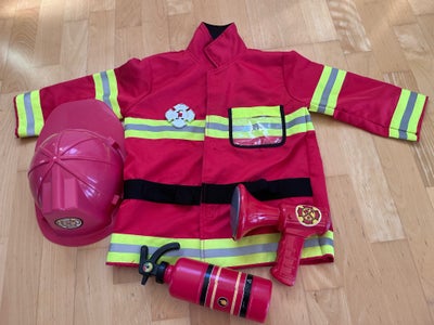 Udklædningstøj, Brandmandsuniform, Med hjelm, megafon og ildslukker
Omring størrelse 98-110