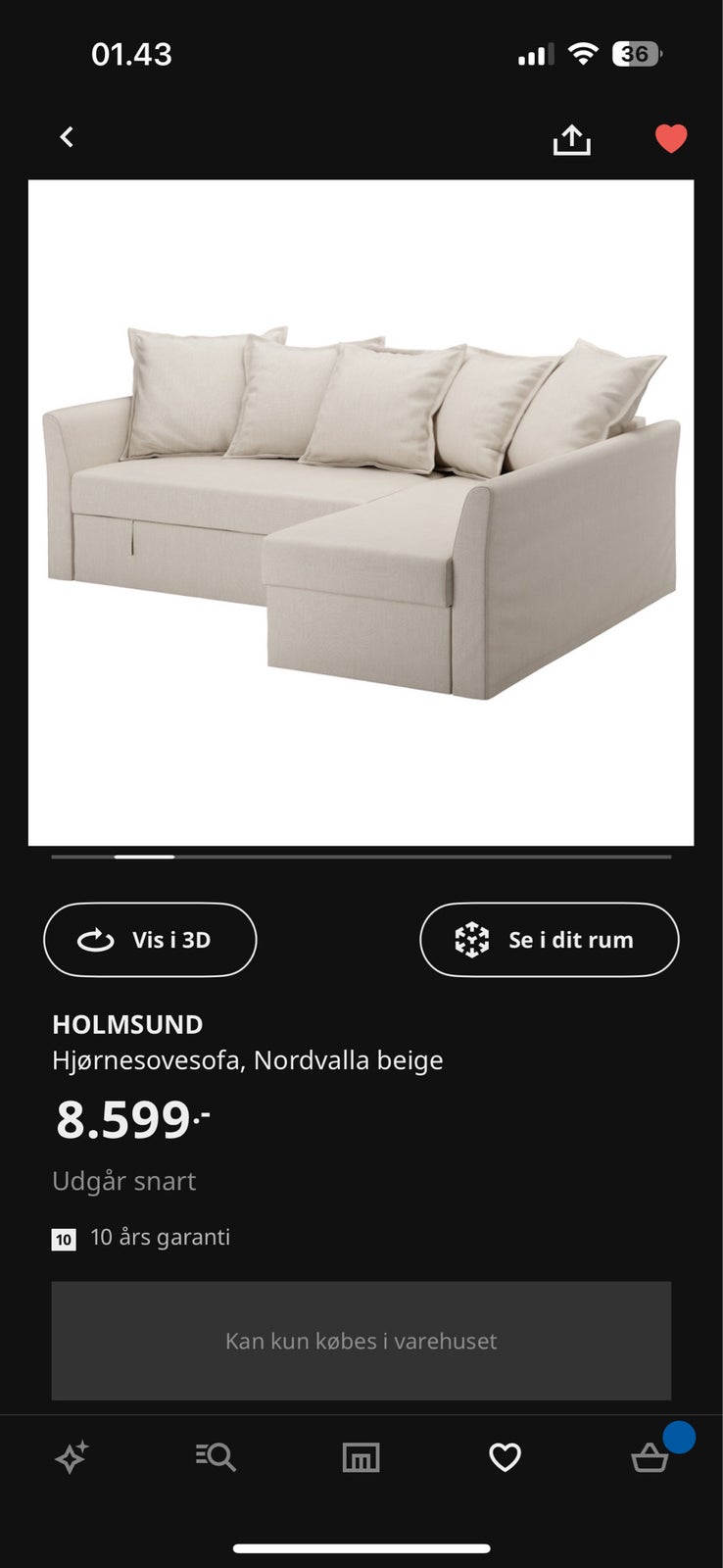Sovesofa, Ikea Holmsund