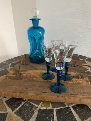 Glas, Holmegaard klukflaske , Holmegaard, Flot kluk flaske fra holmegaard med tilhørende små snapseg