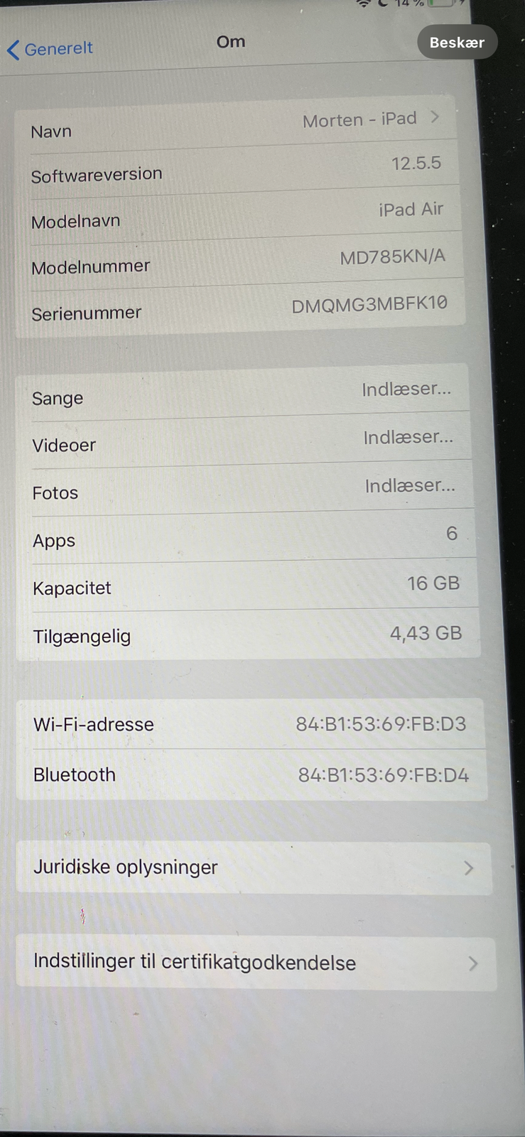 iPad Air 3, 16 GB, sort