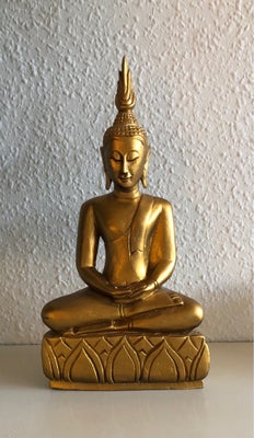 Meditations Buddah H40xB20xD10 cm, smuk, mediterende Buddha siddende i lotusstilling i guld. Buddhae