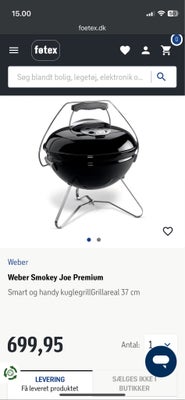 Kuglegrill, Weber, Lille Weber-grill 37 cm - ubrugt og ligger uåbnet i original emballage ?? Kan afh