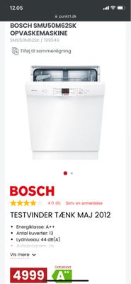 Bosch A++, energiklasse A++, Virker fint. 

Kan leveres til kantsten for 200 kr mere ( København ome