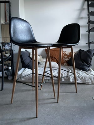 Spisebordsstol, Black artificial leather, Oak, JONSTRUP Bar stool JONSTRUP black artificial leath, T