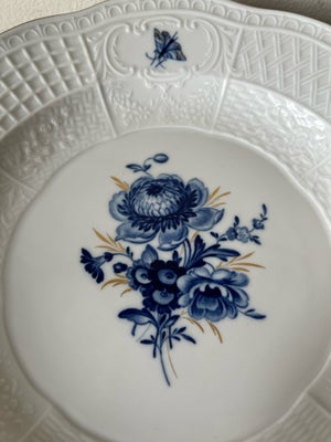 Porcelæn, Tallerken, Meissen, Ægte smuk håndmalet blå blomst tallerken Ø25cm med gulddetaljer. Perfe