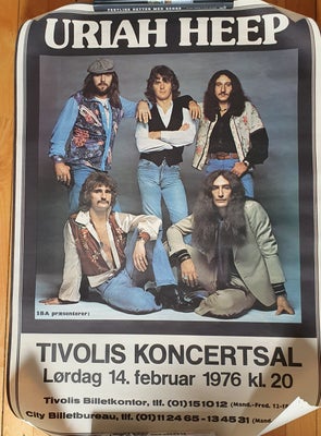 plakat, Uriah Heep, motiv: Koncertplakat, Original koncertplakant fra Heeps koncert i 1976. God stan