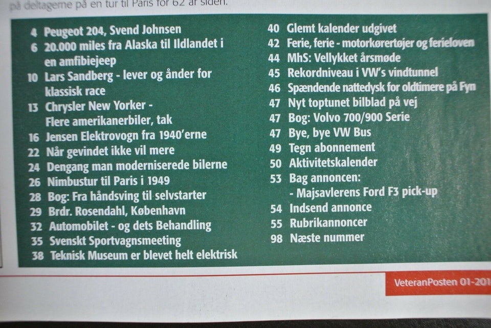veteranposten nr. 1 2014 8. årgang, emne: bil og motor