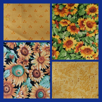 Stof, Sommerminder. Patchwork stof lot, Patchwork stof i lækker kvalitet.
Mål er som følger :
Solsik