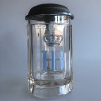 Ølkrus, Glas med tinlåg, 110 år gl.