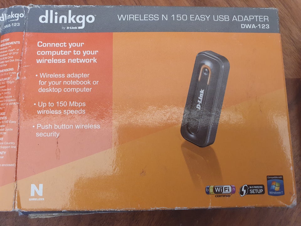 Adapter, wireless, Dlink DWA-123 WIRELESS N150 easy USB