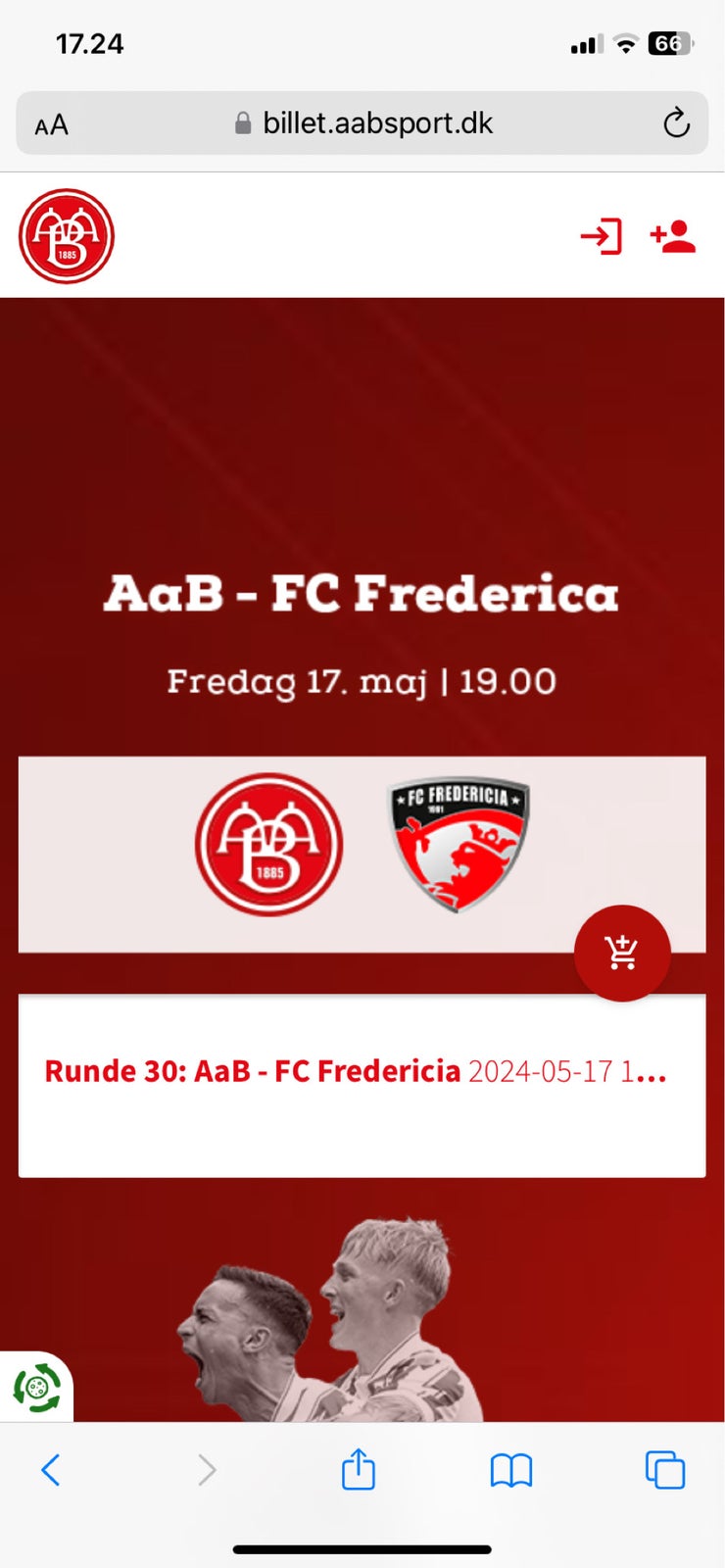 2 billetter til AaB-Fredericia på fredag sælges...
