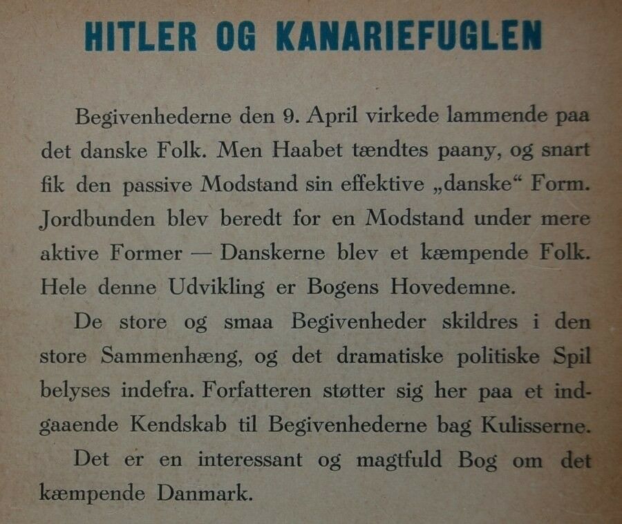 HITLER og Kanariefuglen, Per Møller, emne: historie og